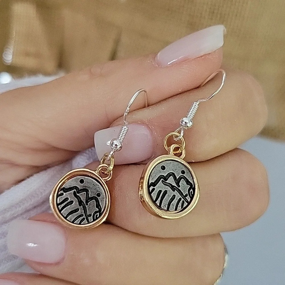 🔥LAST PAIR🔥 Rustic Mountain Scene Drop Earrings, S925 wires